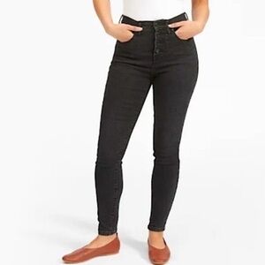Everlane The Authentic Stretch High-Rise Skinny Jeans, Size 24 Ankle, Black
